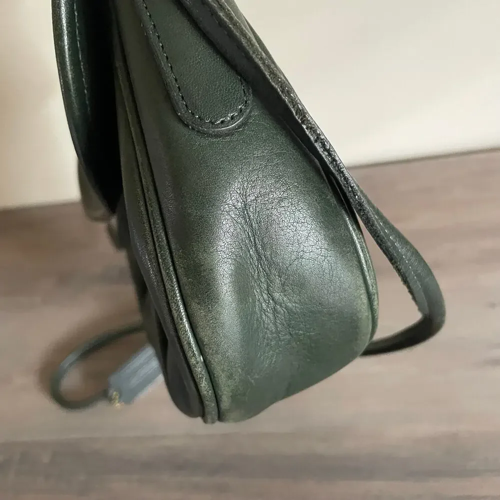 Vintage Coach USA Forest Green Leather Flap Crossbody Bag Legacy Style 120